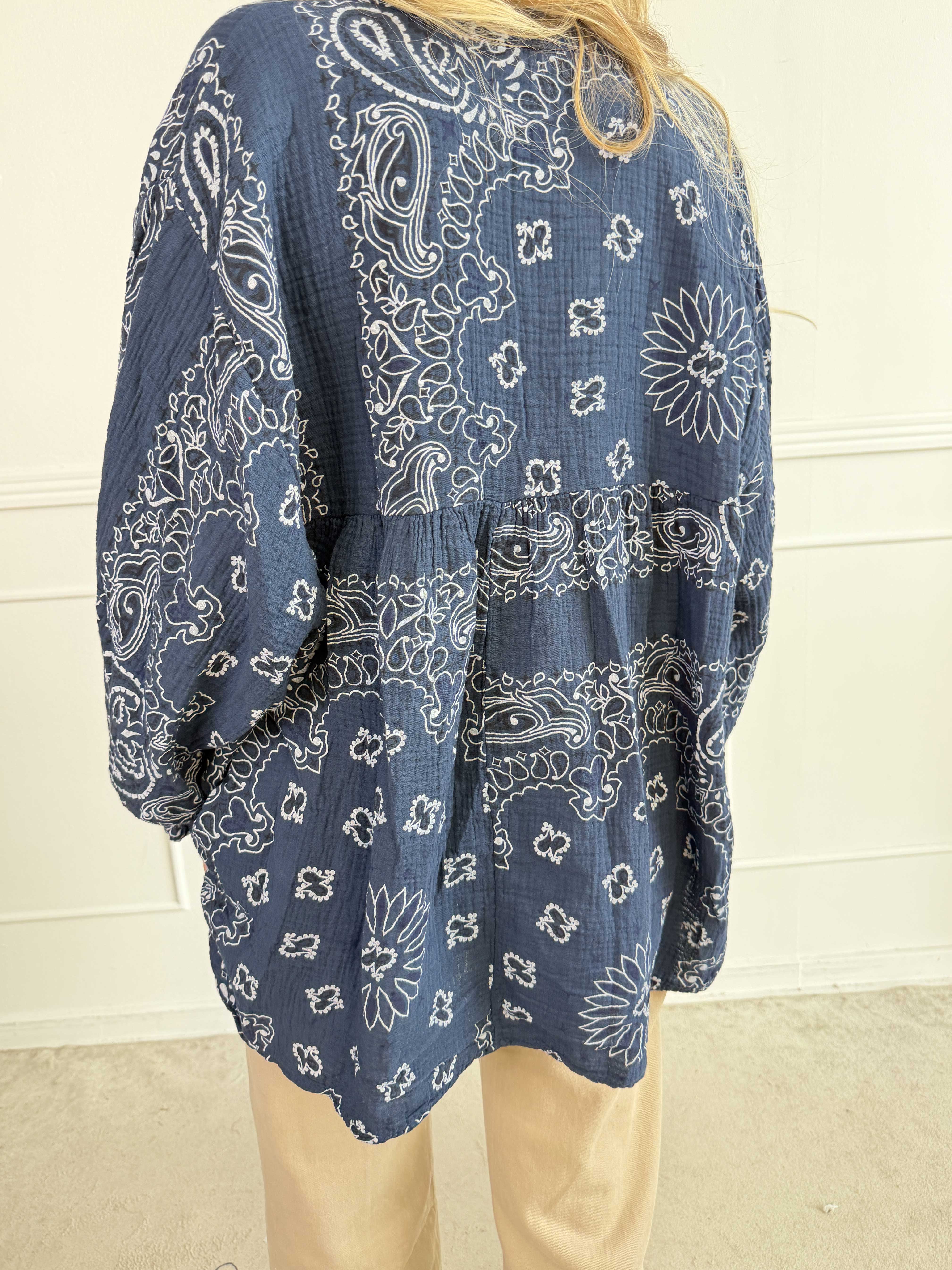 Diva Paisley - Plus size tunika i blødt bomulds musselin-stof med paisley mønster
